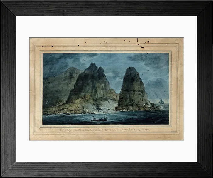 Framed Print : Entrance to the crater of the island of Amsterdam, Indian Ocean, 11 October 1804. Creator: Edward Hawke Locker Framed Print : Entrance to the crater of the island of Amsterdam, Indian Ocean, 11 October 1804. Creator: Edward Hawke Locker