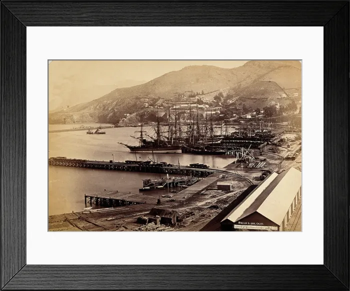 Framed Print : Lyttelton, New Zealand: the port and town from Sumner Road, between 1800 and 1899. Creator: Unknown Framed Print : Lyttelton, New Zealand: the port and town from Sumner Road, between 1800 and 1899. Creator: Unknown