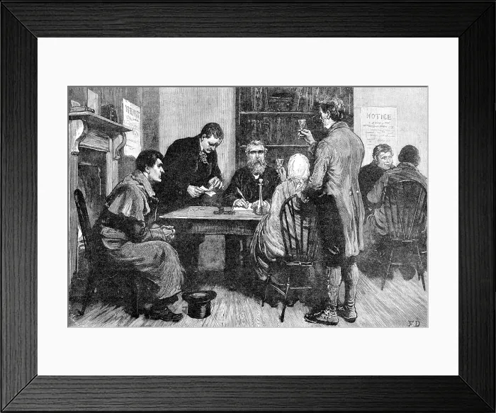 Framed Print : The State of Ireland: rent agent's office as it used to be - drinking his honour's health, 1881 Framed Print : The State of Ireland: rent agent's office as it used to be - drinking his honour's health, 1881