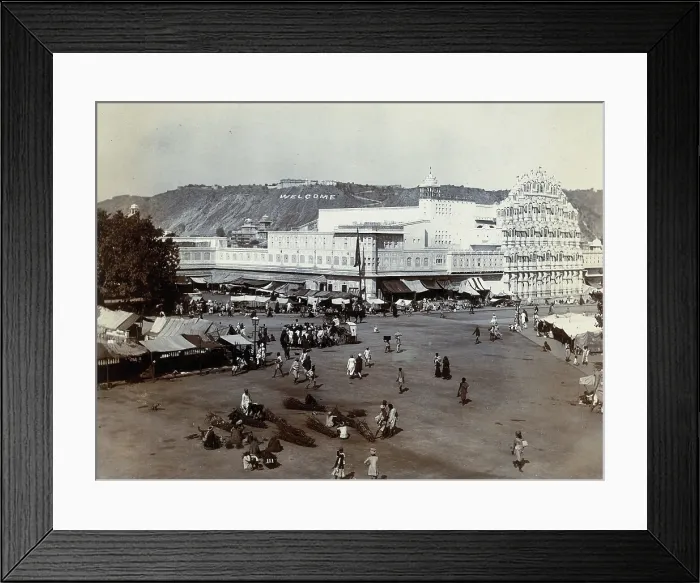 Framed Print : Jaipur: Palace of the winds, with the market place around, 19th century. Creator: Unknown Framed Print : Jaipur: Palace of the winds, with the market place around, 19th century. Creator: Unknown