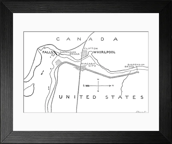 Framed Print : Map of the Rapids and Whirlpool below the Falls of Niagara, 1883. Creator: Joseph Swain Framed Print : Map of the Rapids and Whirlpool below the Falls of Niagara, 1883. Creator: Joseph Swain