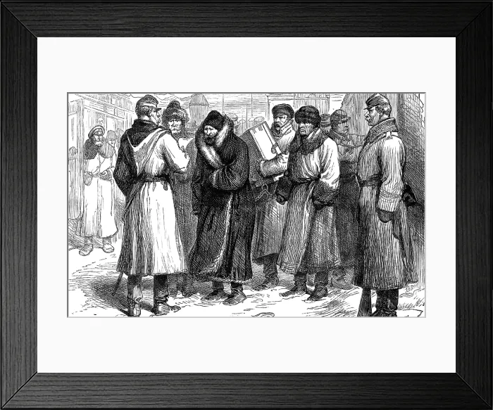 Framed Print : Russian political prisoners at a railway station, 1881. Creator: Unknown Framed Print : Russian political prisoners at a railway station, 1881. Creator: Unknown