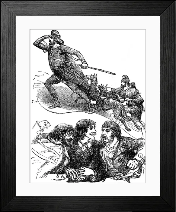 Framed Print : Sketches at the Lyceum: 'The Cup':'The Corsican Brothers'...Fabien with the peasants, 1881. Creator: R&E Taylor Framed Print : Sketches at the Lyceum: 'The Cup':'The Corsican Brothers'...Fabien with the peasants, 1881. Creator: R&E Taylor