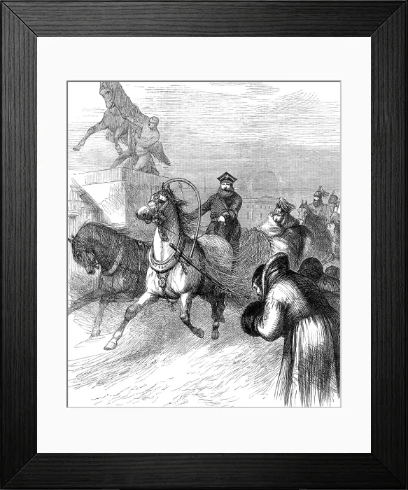 Framed Print : The late Emperor Alexander II. riding in a sledge through St. Petersburg, 1881. Creator: Unknown Framed Print : The late Emperor Alexander II. riding in a sledge through St. Petersburg, 1881. Creator: Unknown