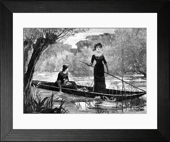 Framed Print : In Search of Water Lilies, 1883. Creator: Eugene Froment