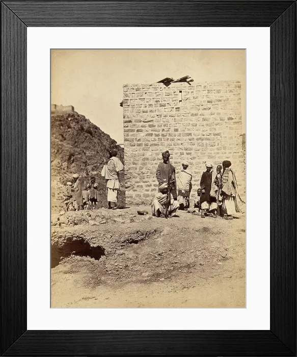 Framed Print : The Khyber Pass, Pakistan: men in a group with rifles, c1900. Creator: Unknown Framed Print : The Khyber Pass, Pakistan: men in a group with rifles, c1900. Creator: Unknown