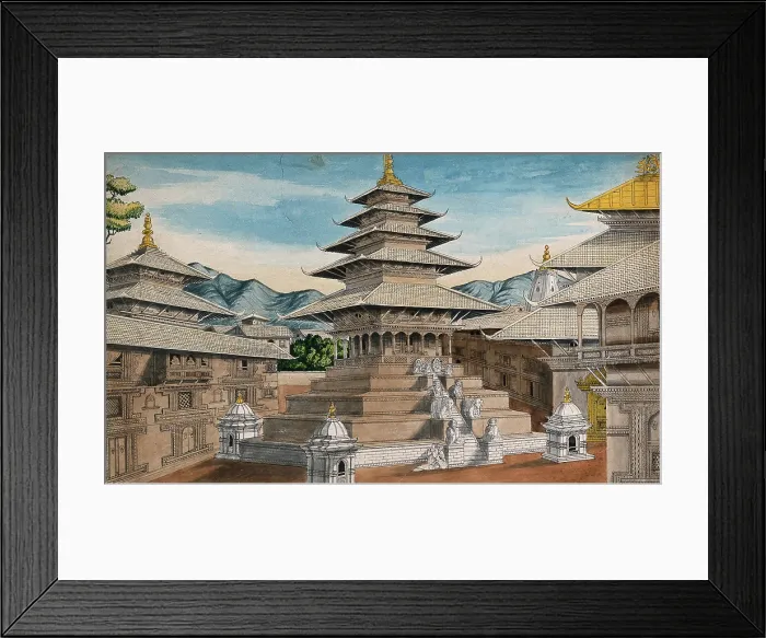Framed Print : Nepal: Nyatapole temple in Bhaktapur(?), (between 1800 and 1899?). Creator: Unknown Framed Print : Nepal: Nyatapole temple in Bhaktapur(?), (between 1800 and 1899?). Creator: Unknown