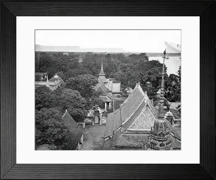 Framed Print : Bangkok, Siam (Thailand): the view towards Thonburi from high up on Wat Arun, 1865 / 1866. Creator: John Thomson Framed Print : Bangkok, Siam (Thailand): the view towards Thonburi from high up on Wat Arun, 1865 / 1866. Creator: John Thomson