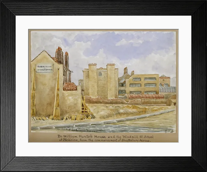 Framed Print : William Hunter's house, and the Windmill Street School of Medicine... c1880s. Creator: G. F Framed Print : William Hunter's house, and the Windmill Street School of Medicine... c1880s. Creator: G. F