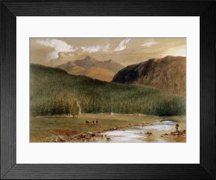 Framed Print : Loch Iregah (?) from the Dee at Inver (?), Aberdeenshire, 1889. Creator: James Billington Coughtrie Framed Print : Loch Iregah (?) from the Dee at Inver (?), Aberdeenshire, 1889. Creator: James Billington Coughtrie