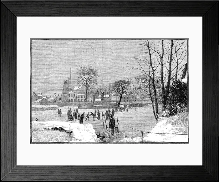 Framed Print : Scenes on the frozen Thames: at Twickenham, 1881. Creator: Unknown Framed Print : Scenes on the frozen Thames: at Twickenham, 1881. Creator: Unknown