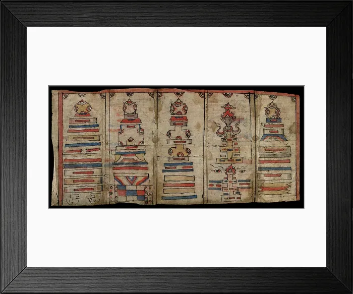 Framed Print : Tibetan paper charm consisting of five figures. Creator: Unknown Framed Print : Tibetan paper charm consisting of five figures. Creator: Unknown