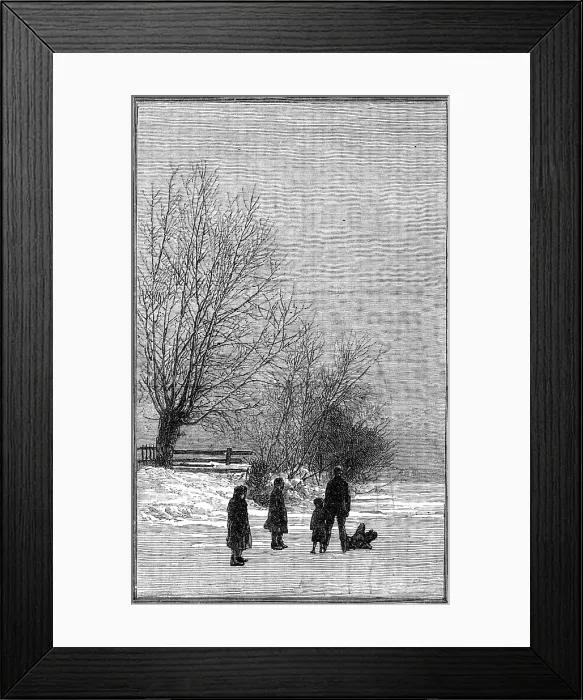 Framed Print : Scenes on the frozen Thames: near Teddington, 1881. Creator: Unknown Framed Print : Scenes on the frozen Thames: near Teddington, 1881. Creator: Unknown