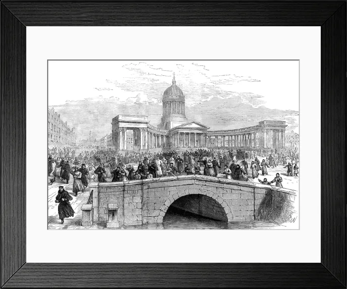 Framed Print : In front of the Kazan Cathedral, St. Petersburg:the spot where the Emperor was murdered, 1881. Creator: Unknown Framed Print : In front of the Kazan Cathedral, St. Petersburg:the spot where the Emperor was murdered, 1881. Creator: Unknown
