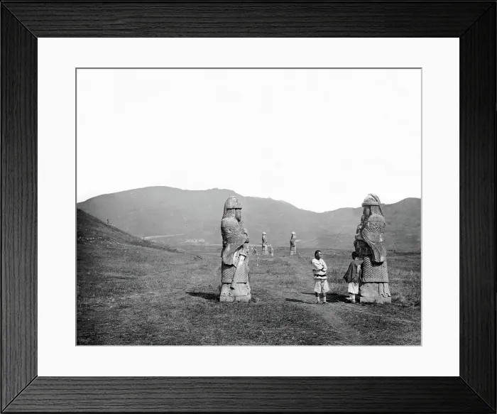 Framed Print : Nanking, Kiangsu province, China: stone warriors at the tomb of Zhu Yuanzhang, the first... 1871. Creator: John Thomson Framed Print : Nanking, Kiangsu province, China: stone warriors at the tomb of Zhu Yuanzhang, the first... 1871. Creator: John Thomson