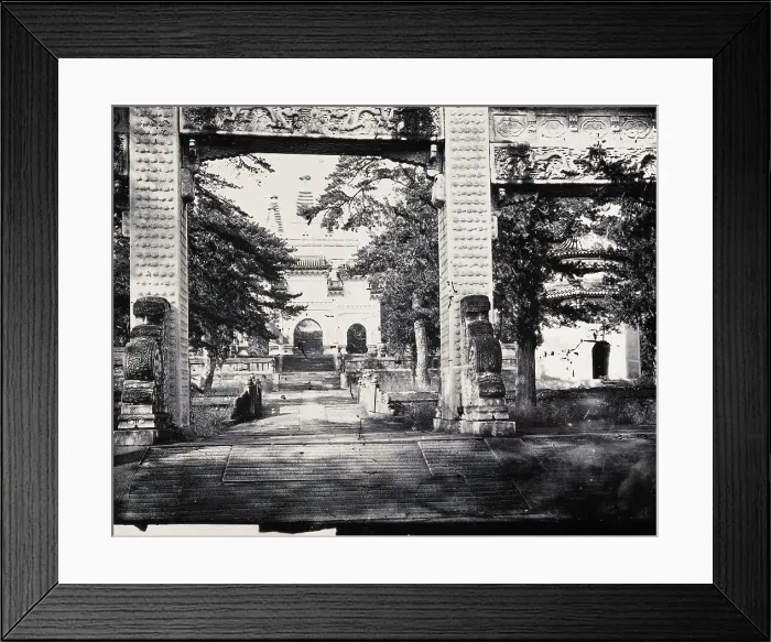 Framed Print : Biyunsi (Temple of Azure Clouds), Beijing: the Jingangta (Diamond Sutra Pagoda), viewed...1871. Creator: John Thomson Framed Print : Biyunsi (Temple of Azure Clouds), Beijing: the Jingangta (Diamond Sutra Pagoda), viewed...1871. Creator: John Thomson