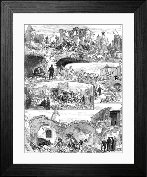 Framed Print : The Earthquake at Casamicciola, Island of Ischia, 1881. Creator: Unknown Framed Print : The Earthquake at Casamicciola, Island of Ischia, 1881. Creator: Unknown