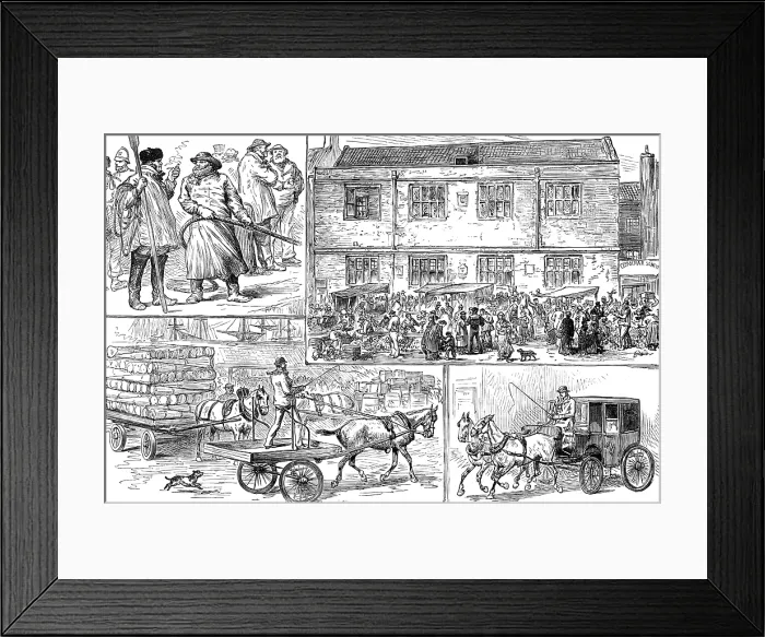 Framed Print : Commencement of the Hull, Barnsley, and West Riding Railway and Dock - jottings at Hull, 1881. Creator: Unknown Framed Print : Commencement of the Hull, Barnsley, and West Riding Railway and Dock - jottings at Hull, 1881. Creator: Unknown