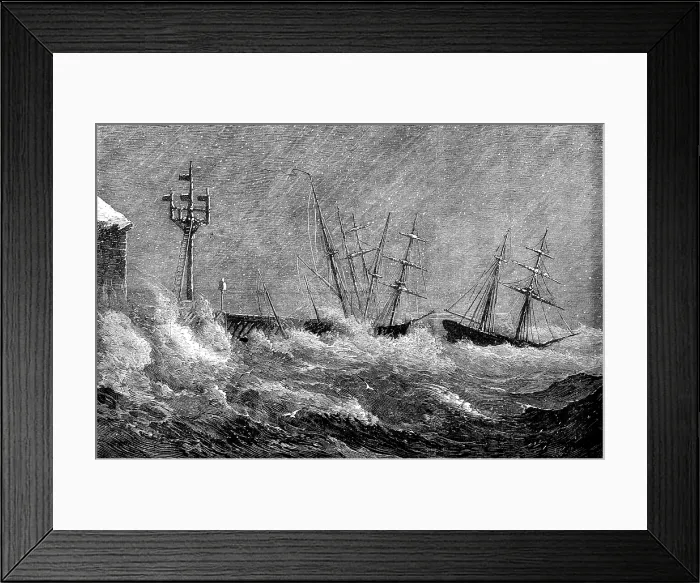 Framed Print : The Storm at Ryde, Tuesday, January 18: damage to the railway pier, 1881. Creator: Unknown Framed Print : The Storm at Ryde, Tuesday, January 18: damage to the railway pier, 1881. Creator: Unknown