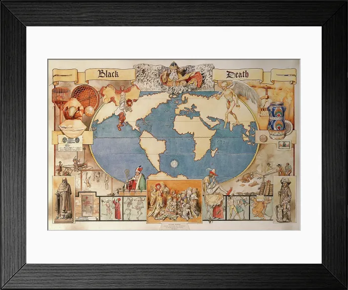 Framed Print : Black Death - pictorial diagram... late 19th-early 20th century? Creator: Monro Scott Orr Framed Print : Black Death - pictorial diagram... late 19th-early 20th century? Creator: Monro Scott Orr