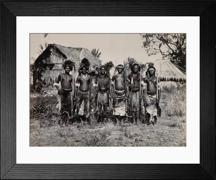 Framed Print : Africa: a group of African warriors, between 1800 and 1899. Creator: Unknown Framed Print : Africa: a group of African warriors, between 1800 and 1899. Creator: Unknown