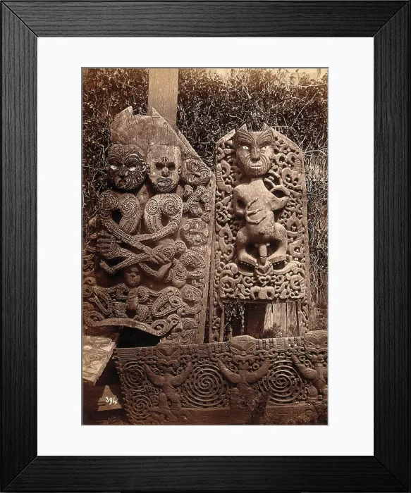 Framed Print : New Zealand: Maori carvings, c1840s. Creator: Unknown Framed Print : New Zealand: Maori carvings, c1840s. Creator: Unknown