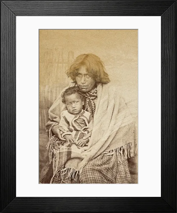 Framed Print : New Zealand: a Maori woman and child, 19th century. Creator: Unknown Framed Print : New Zealand: a Maori woman and child, 19th century. Creator: Unknown