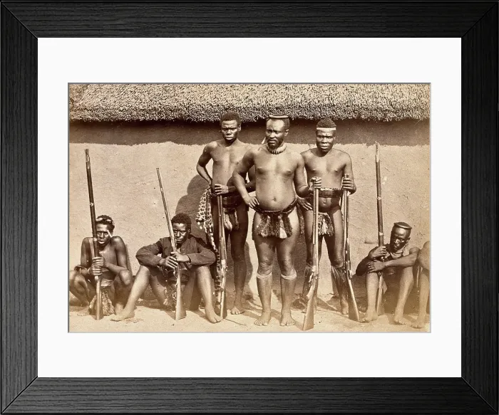 Framed Print : South Africa: a group of Zulu men with rifles, 19th century. Creator: Unknown Framed Print : South Africa: a group of Zulu men with rifles, 19th century. Creator: Unknown