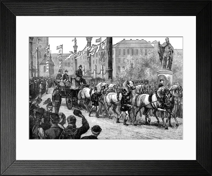 Framed Print : Entry of the newly married Crown Prince and Princess of Sweden at Stockholm, 1881. Creator: Unknown Framed Print : Entry of the newly married Crown Prince and Princess of Sweden at Stockholm, 1881. Creator: Unknown