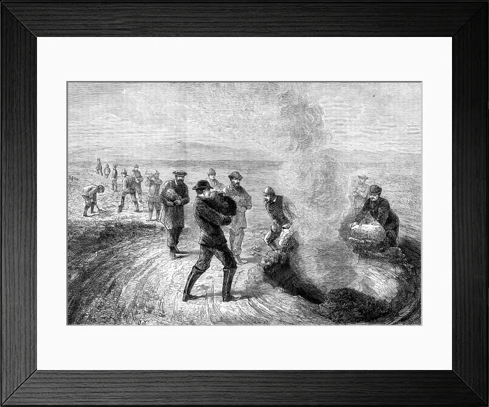 Framed Print : The Tourist in Iceland: feeding the Strokr, or Churn Geysir, 1881. Creator: Unknown Framed Print : The Tourist in Iceland: feeding the Strokr, or Churn Geysir, 1881. Creator: Unknown