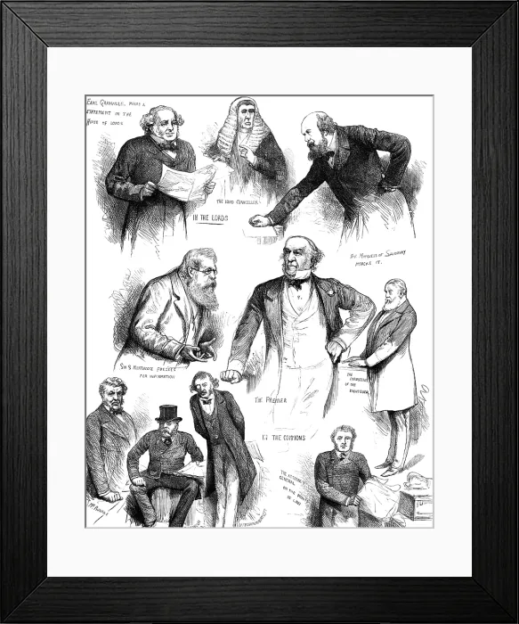 Framed Print : The Suez Canal Question in Parliament: (see 'The Silent Member', 1883. Creator: Unknown) Framed Print : The Suez Canal Question in Parliament: (see 'The Silent Member', 1883. Creator: Unknown)