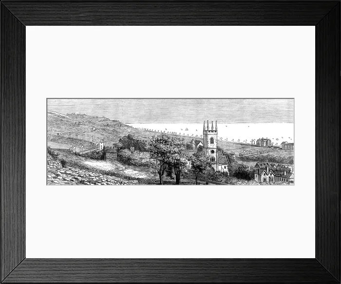 Framed Print : Improvements on the Kentish coast: view looking from Hythe eastward to Sandgate, 1881. Creator: W. G. Kemp Framed Print : Improvements on the Kentish coast: view looking from Hythe eastward to Sandgate, 1881. Creator: W. G. Kemp