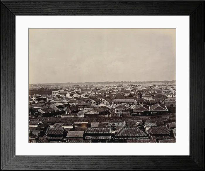 Framed Print : Yokohama, Japan: panoramic view of Yokohama town, looking towards the harbour, c1873. Creator: William Pryor Floyd Framed Print : Yokohama, Japan: panoramic view of Yokohama town, looking towards the harbour, c1873. Creator: William Pryor Floyd