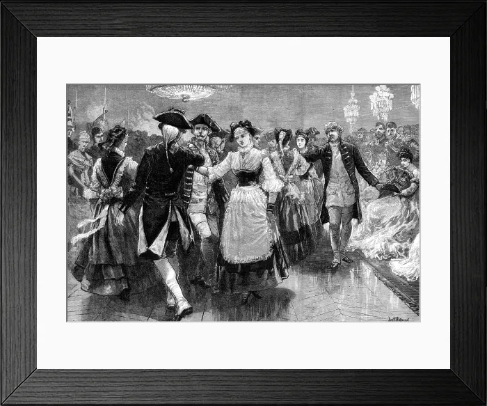 Framed Print : Royal Marriage Festivities at Berlin: costume quadrille danced before the Emperor and Empress, 1881. Creator: William Heysham Overend Framed Print : Royal Marriage Festivities at Berlin: costume quadrille danced before the Emperor and Empress, 1881. Creator: William Heysham Overend