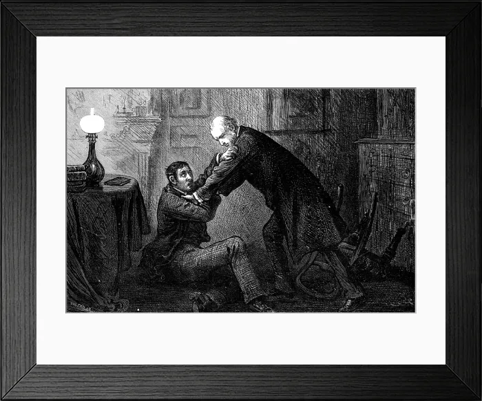 Framed Print : 'A desperate tussle ensued, ending in the victory of Johnson, who dragged young Ajax...', 1881. Creator: R&E Taylor Framed Print : 'A desperate tussle ensued, ending in the victory of Johnson, who dragged young Ajax...', 1881. Creator: R&E Taylor