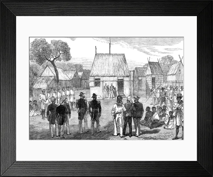 Framed Print : Reception of British naval officers by the native governor of Mohabo, Madagascar, 1881. Creator: Unknown Framed Print : Reception of British naval officers by the native governor of Mohabo, Madagascar, 1881. Creator: Unknown