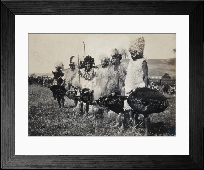 Framed Print : Natal, South Africa: African chiefs at a Zulu wedding at Henley, 1905. Creators: Agnes Henderson, Mrs GG Henderson Framed Print : Natal, South Africa: African chiefs at a Zulu wedding at Henley, 1905. Creators: Agnes Henderson, Mrs GG Henderson