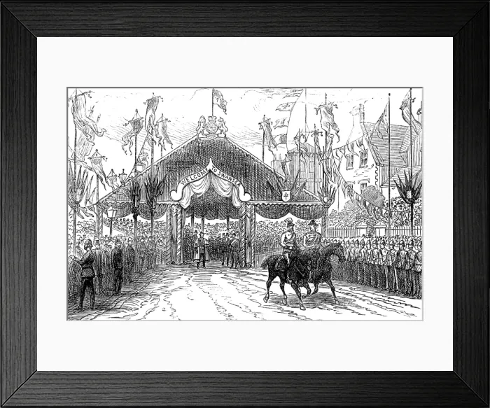 Framed Print : The Royal Visit to Swansea: reception-pavilion, Walter-Road, 1881. Creator: Unknown Framed Print : The Royal Visit to Swansea: reception-pavilion, Walter-Road, 1881. Creator: Unknown