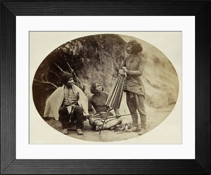 Framed Print : Nepal: military men: two seated, one standing, c1860. Creator: Clarence Comyn Taylor Framed Print : Nepal: military men: two seated, one standing, c1860. Creator: Clarence Comyn Taylor