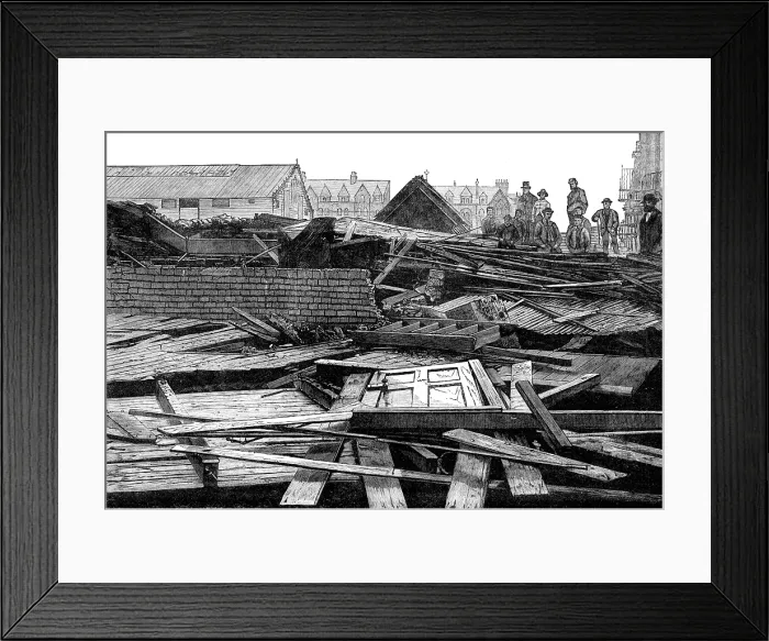 Framed Print : The Late Destructive Gale of Wind: ruins of the iron church at Whitby after the gale, 1881. Creator: Unknown Framed Print : The Late Destructive Gale of Wind: ruins of the iron church at Whitby after the gale, 1881. Creator: Unknown