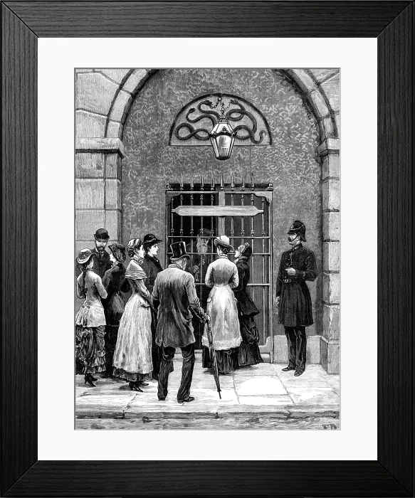Framed Print : Waiting to see the prisoners: a sketch at Kilmainham Jail, Dublin, 1881. Creator: Unknown Framed Print : Waiting to see the prisoners: a sketch at Kilmainham Jail, Dublin, 1881. Creator: Unknown