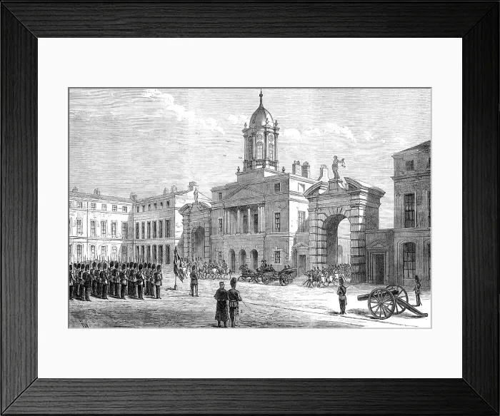 Framed Print : The Crisis in Ireland: Upper Castle Yard, Dublin - arrival of Mr. Forster, 1881. Creator: Unknown Framed Print : The Crisis in Ireland: Upper Castle Yard, Dublin - arrival of Mr. Forster, 1881. Creator: Unknown