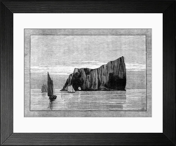 Framed Print : Sketches of the Gulf of St. Lawrence, Lower Canada: the Rock Perce, sketched from a yacht... 1881. Creator: Unknown Framed Print : Sketches of the Gulf of St. Lawrence, Lower Canada: the Rock Perce, sketched from a yacht... 1881. Creator: Unknown