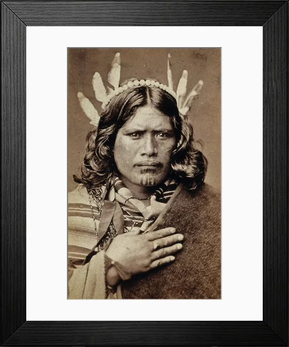Framed Print : A Maori man with a tattoed face, c1870s. Creator: James Bragge Framed Print : A Maori man with a tattoed face, c1870s. Creator: James Bragge