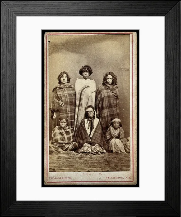 Framed Print : Six Maori people, c1870s. Creator: James Bragge Framed Print : Six Maori people, c1870s. Creator: James Bragge