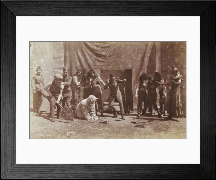 Framed Print : British airforce servicemen performing a sketch, striking an animated pose, 1918. Creator: Unknown Framed Print : British airforce servicemen performing a sketch, striking an animated pose, 1918. Creator: Unknown