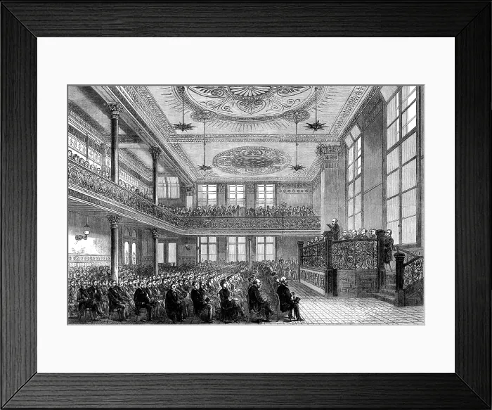 Framed Print : Reopening of Exeter Hall by the Young Men's Christian Association, 1881. Creator: Unknown. Reopening of Exeter Hall by the Young Men's Christian Association, 1881 Framed Print : Reopening of Exeter Hall by the Young Men's Christian Association, 1881. Creator: Unknown. Reopening of Exeter Hall by the Young Men's Christian Association, 1881