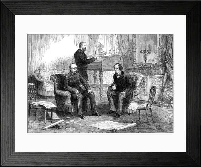 Framed Print : The late Lord Beaconsfield: visit of Prince Bismarck to Lord Beaconsfield at Berlin, 1878, (1881). Creator: Unknown Framed Print : The late Lord Beaconsfield: visit of Prince Bismarck to Lord Beaconsfield at Berlin, 1878, (1881). Creator: Unknown