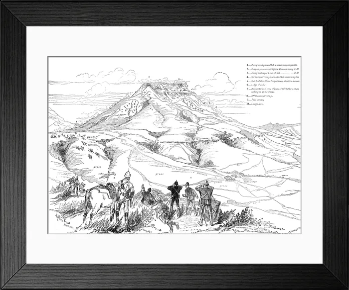 Framed Print : The Transvaal War: sketch plan of the Battle of Majuba Hill, from above Mount Prospect Camp, 1881. Creator: A. S. Cattell & Co Framed Print : The Transvaal War: sketch plan of the Battle of Majuba Hill, from above Mount Prospect Camp, 1881. Creator: A. S. Cattell & Co