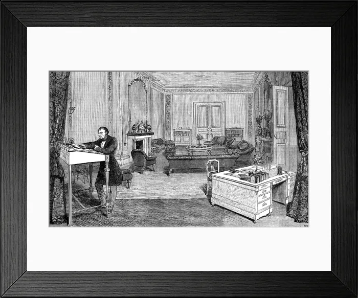 Framed Print : The room in which Lord Beaconsfield Died (back drawing-room at 19, Curzon-Street...), 1881. Creator: Unknown Framed Print : The room in which Lord Beaconsfield Died (back drawing-room at 19, Curzon-Street...), 1881. Creator: Unknown
